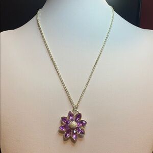 Vintage Signed RMN Flower Pendant with Chain